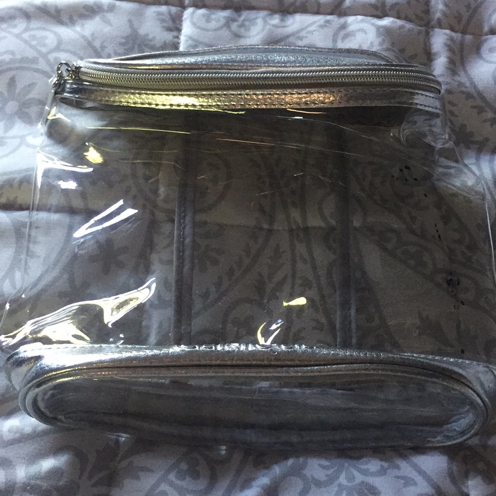 PVC Clinique makeup bag with silver lining